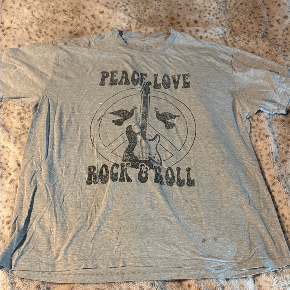 Women’s Peace Love Rock & Roll T-Shirt - Light Gray